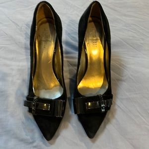 Black velvet high heels.